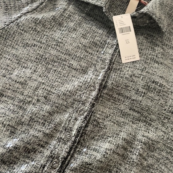 NWT Anthro Button-Up Sequin Top - Picture 7 of 9